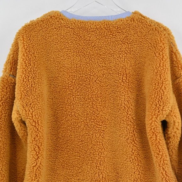 ALPHASTYLE Mens Tan Sherpa Pullover Sweatshirt Monogram Streetwear Size Small - Picture 6 of 10